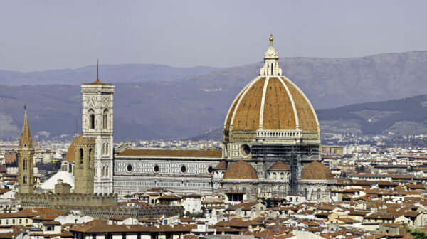 Highly detailed image of the world-famous Duomo di Firenze - Santa Maria del Fiore church in Firenze (Tuscany, Italy). The Dome was built in 1420-1436 by Filippo Brunelleschi and it's one of the most enduring symbols of the Italian Renaissance.